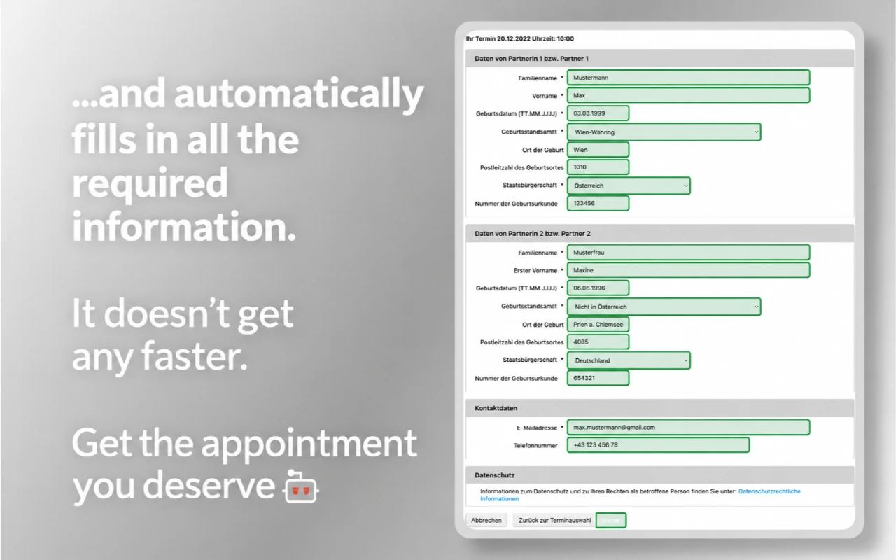 Screenshot of an automatically completed page
